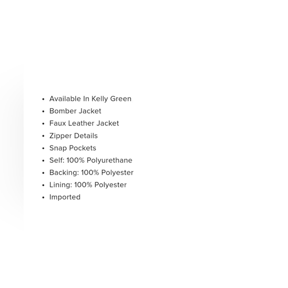 Medium Green Faux Leather Jacket - Picture 3 of 5